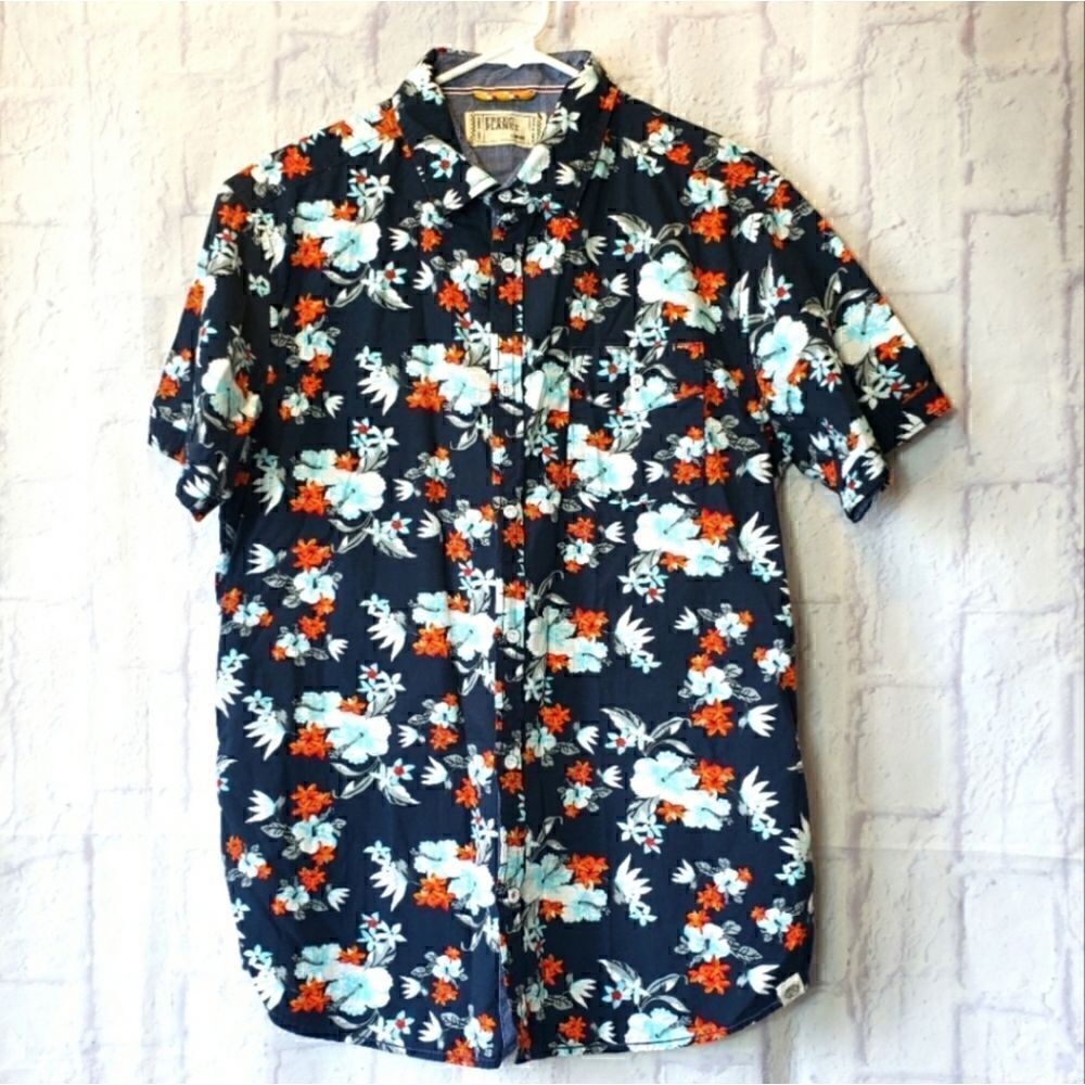 FREE PLANET Hawaiian Button-down Shirt Large